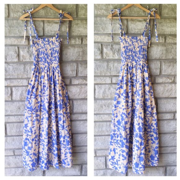 Smocked Tiered Maxi Dress with Bow Tie Straps - Picture 4 of 7